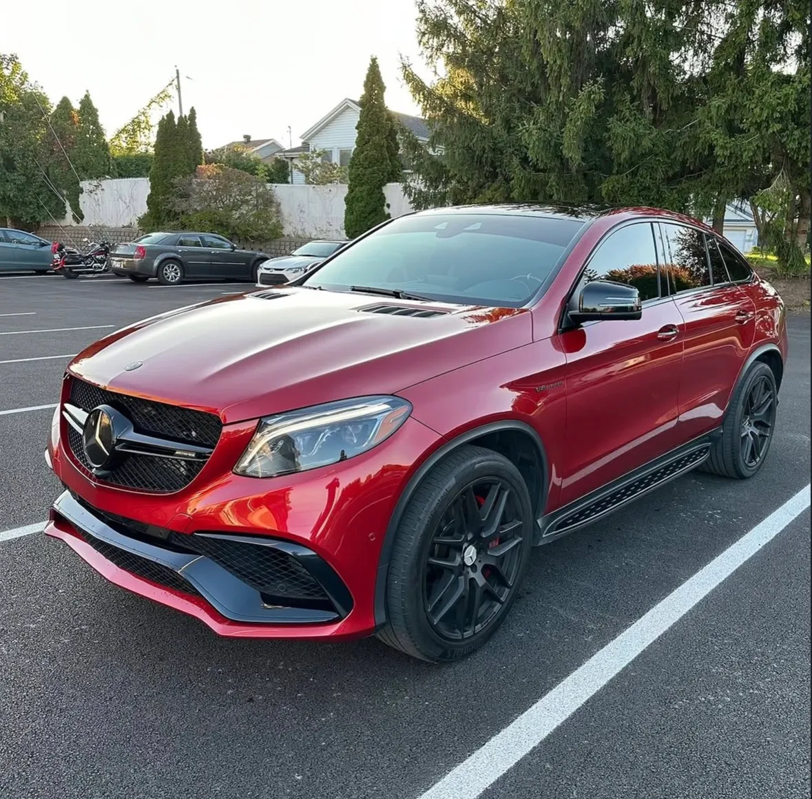 A red Mercedes-AMG GLE Coupe